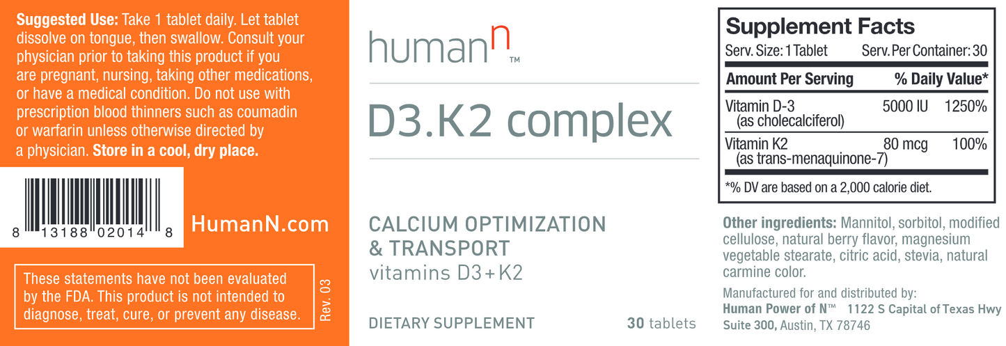 HumanN D3/K2 complex 30 tabs