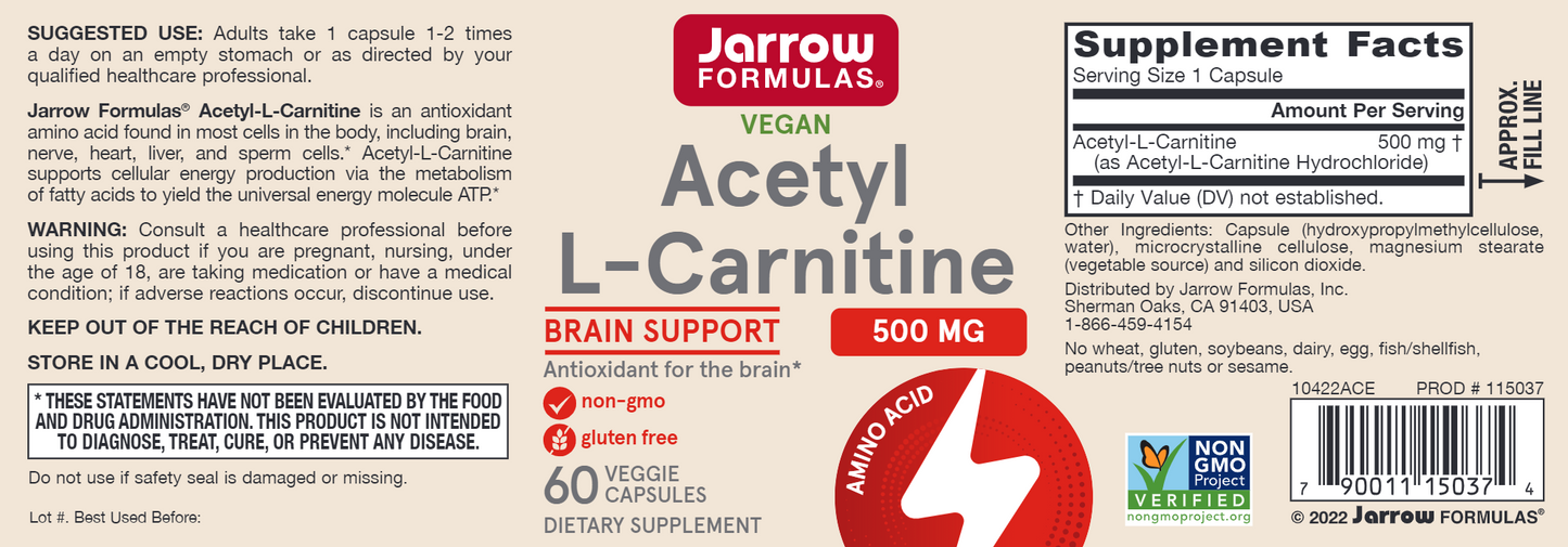 Acetyl L-Carnitine 500 mg 60 caps