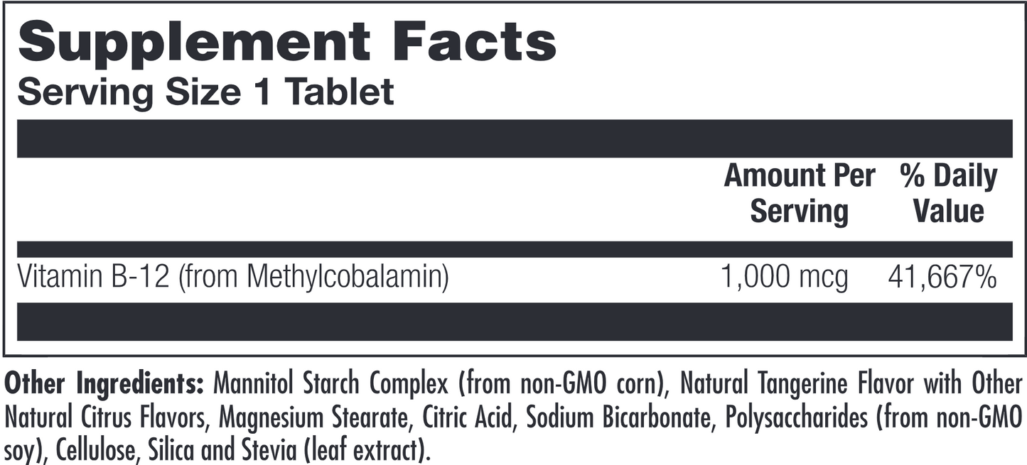 B-12 Methyl 1,000 mcg Tangerine 90 tabs