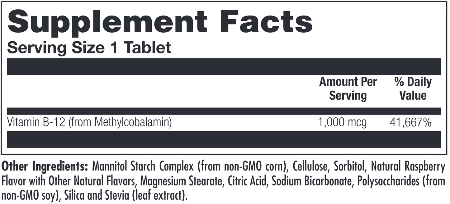 B12 Methyl 1,000 mcg Raspberry 90 tabs