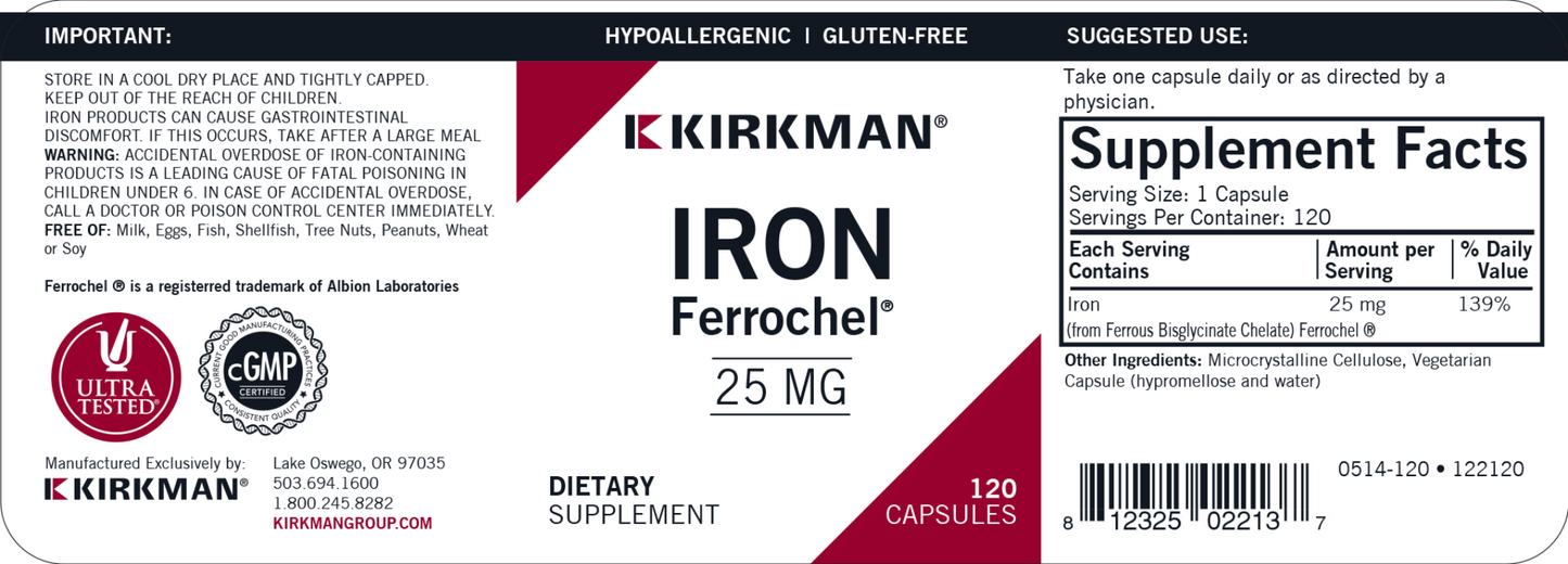 Iron Ferrochel 25 mg 120 capsules