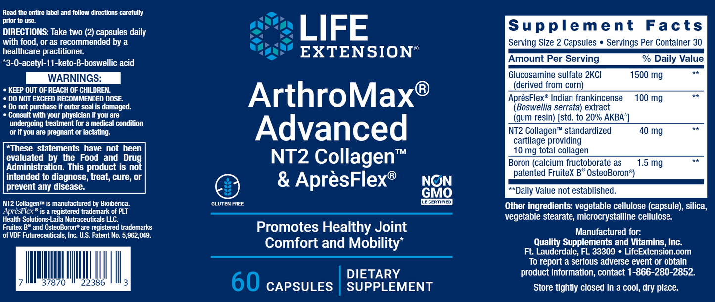 ArthroMax® Advanced NT2 Collagen™ & AprèsFlex® 60 vegcaps