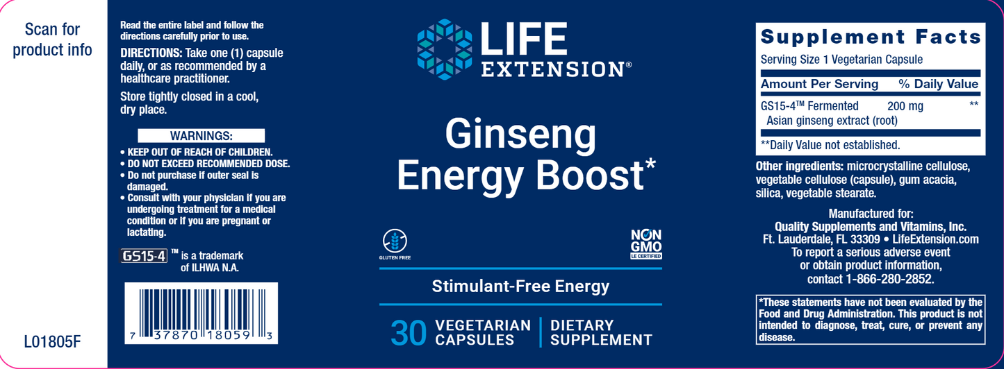 Ginseng Energy Boost 30 vegcaps