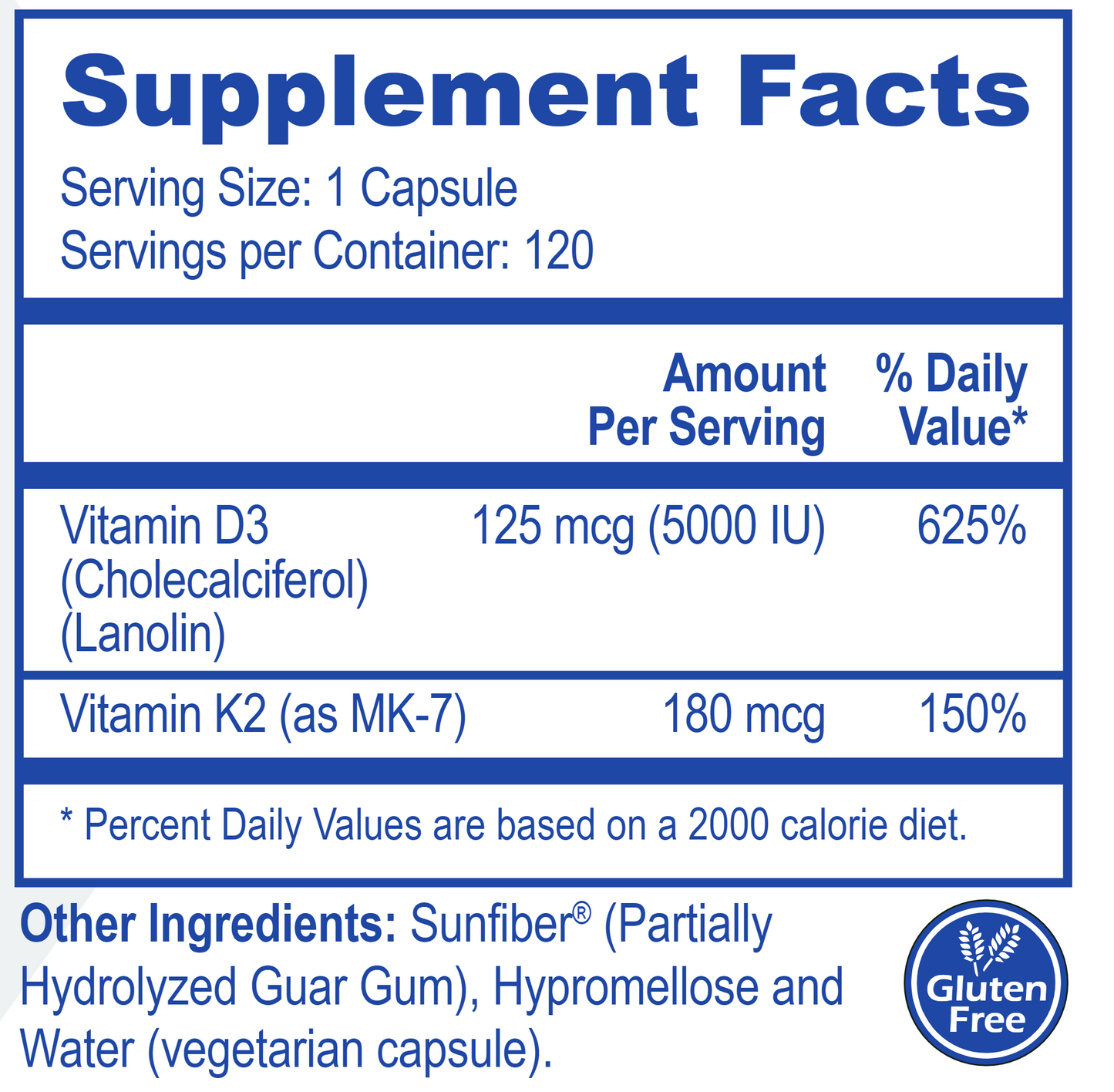 Vitamin D3 5000 with K2 120 vegcaps