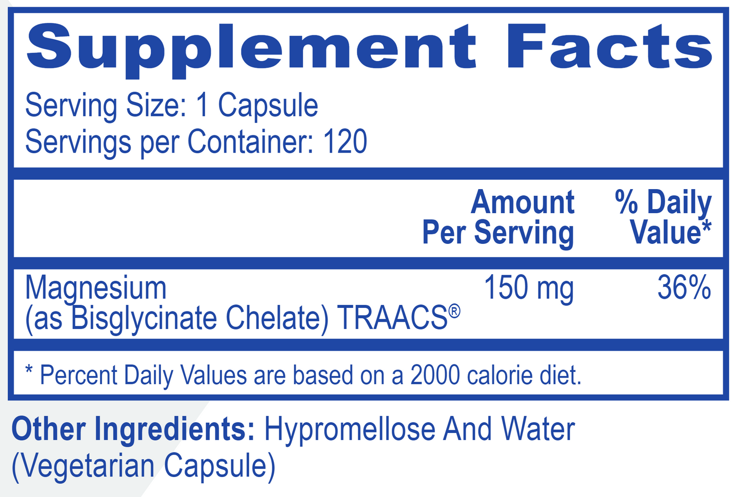 Magnesium Bisglycinate Chelate 120 vegcaps