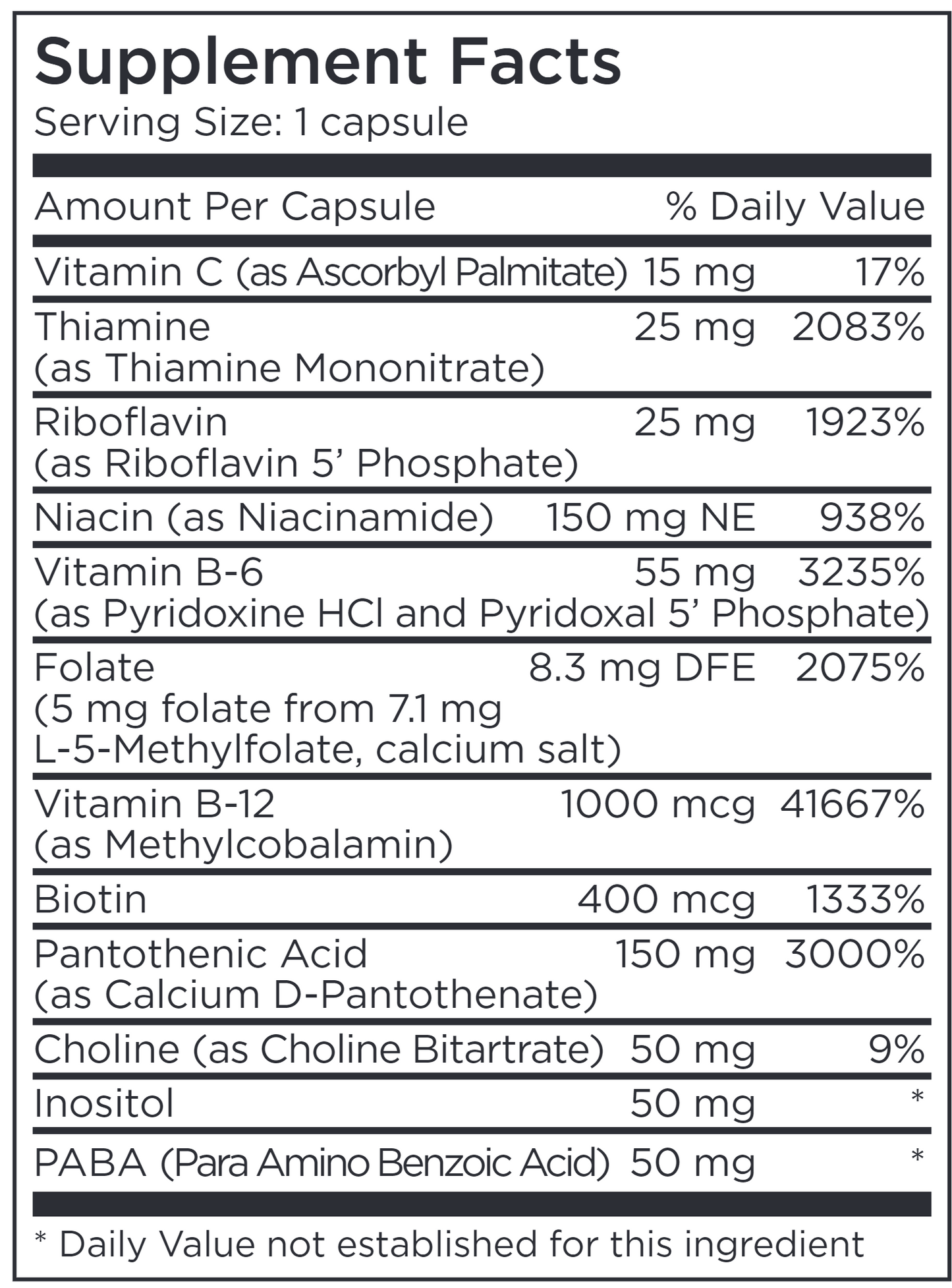 B-Complex + 5 mg L-Methylfolate 30 caps