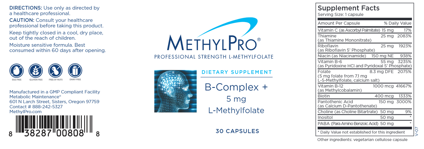 B-Complex + 5 mg L-Methylfolate 30 caps