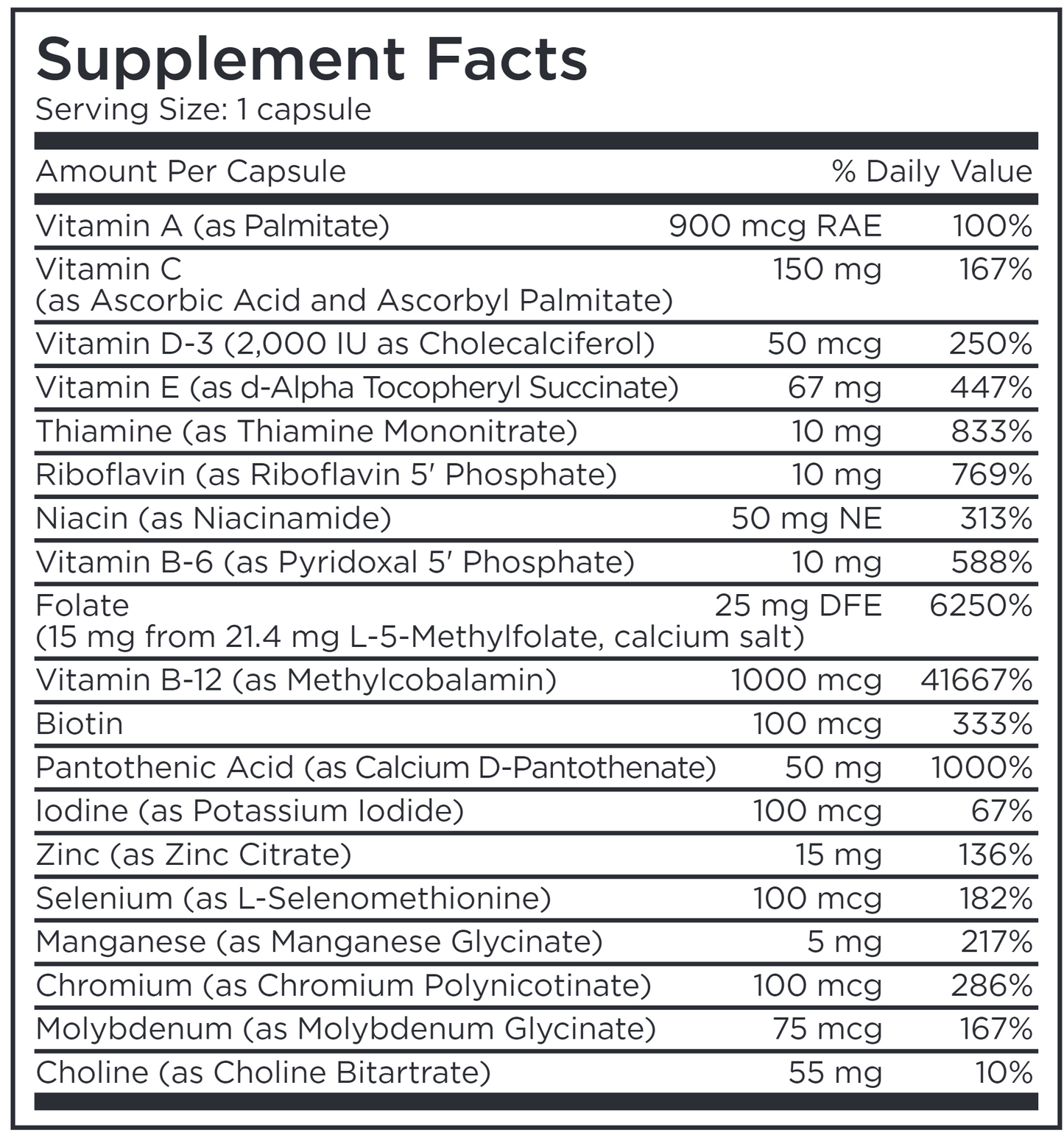 Multivit + 15 mg L-Methylfolate 30 caps