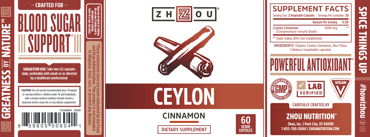 Ceylon Cinnamon 1200mg 60 vegcaps