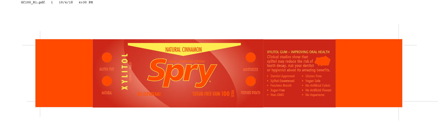 Spry Xylitol Gum Cinnamon 100 ct