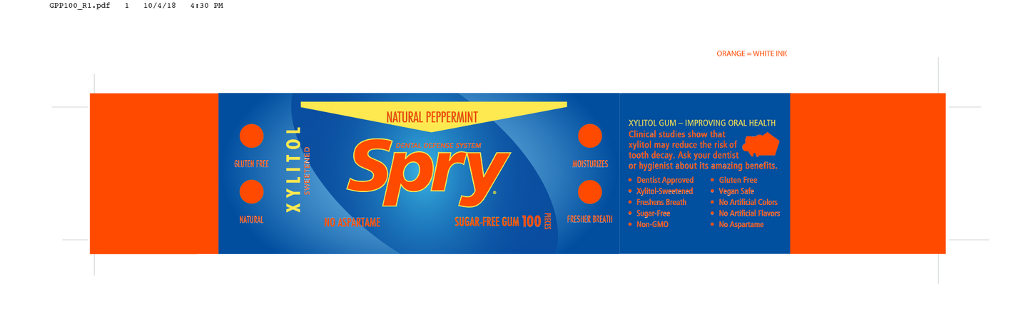 Spry Xylitol Gum Peppermint 100 ct