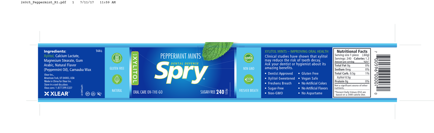 Spry Xylitol Mints Peppermint 240 ct