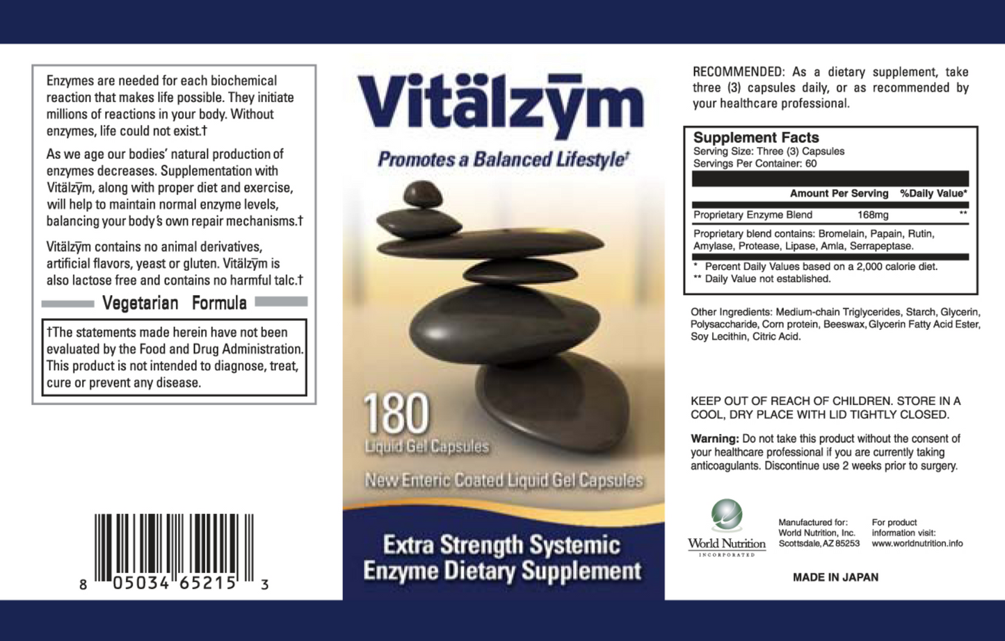 Vitalzym Enzymes ES 180 gelcaps