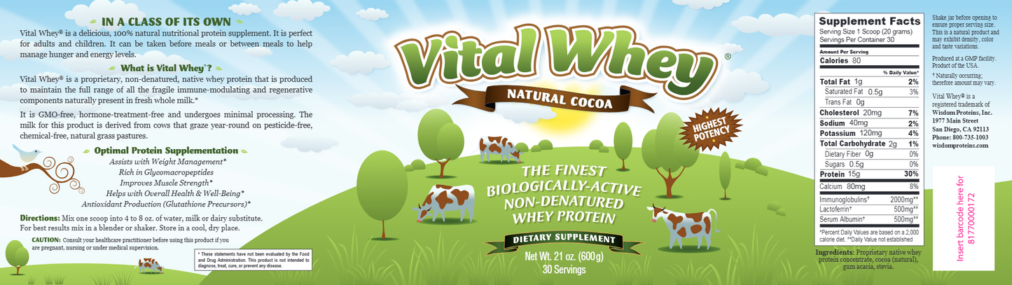 Vital Whey Natural Cocoa 30 servings