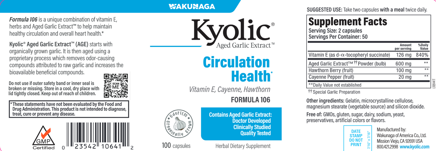 Kyolic Circulation Health 106 100 caps