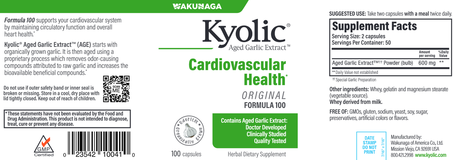 Kyolic Cardiovascular Form 100 600 mg