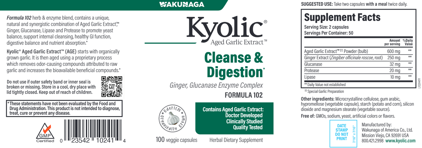 Kyolic Cleanse & Digest 102 100 vegcaps