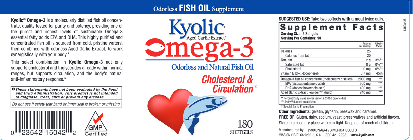 Kyolic Cholesterol & Circula 180 softgel