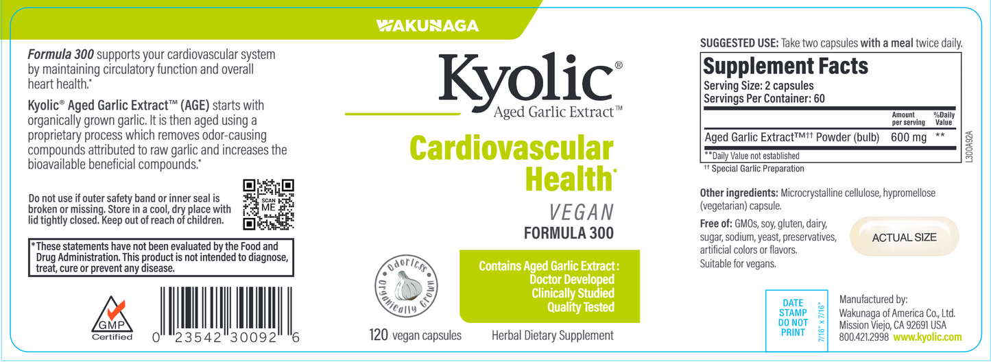 Kyolic Cardiov Vegan For 300 120 vegcaps