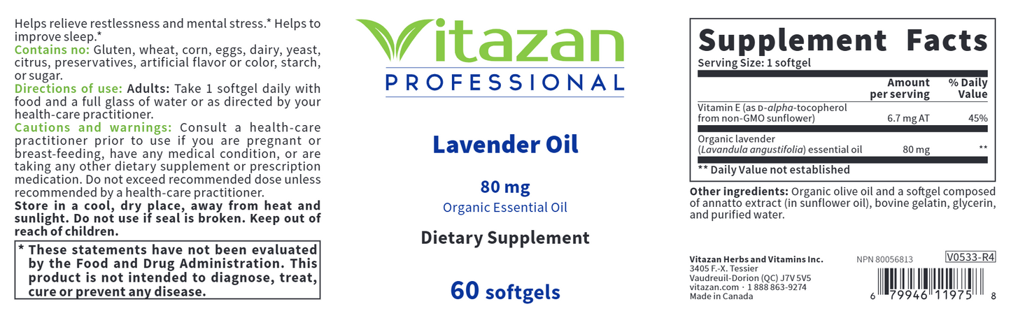 Lavender Oil 80 mg 60 softgels