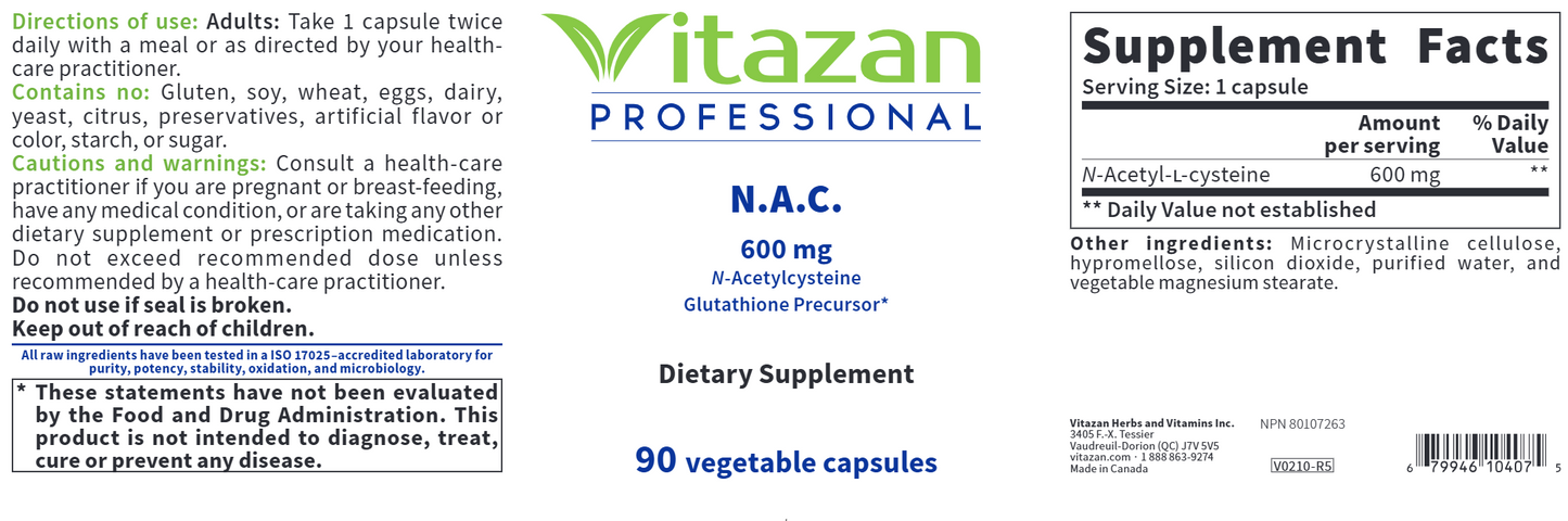 N.A.C. 600mg 90 vegcaps