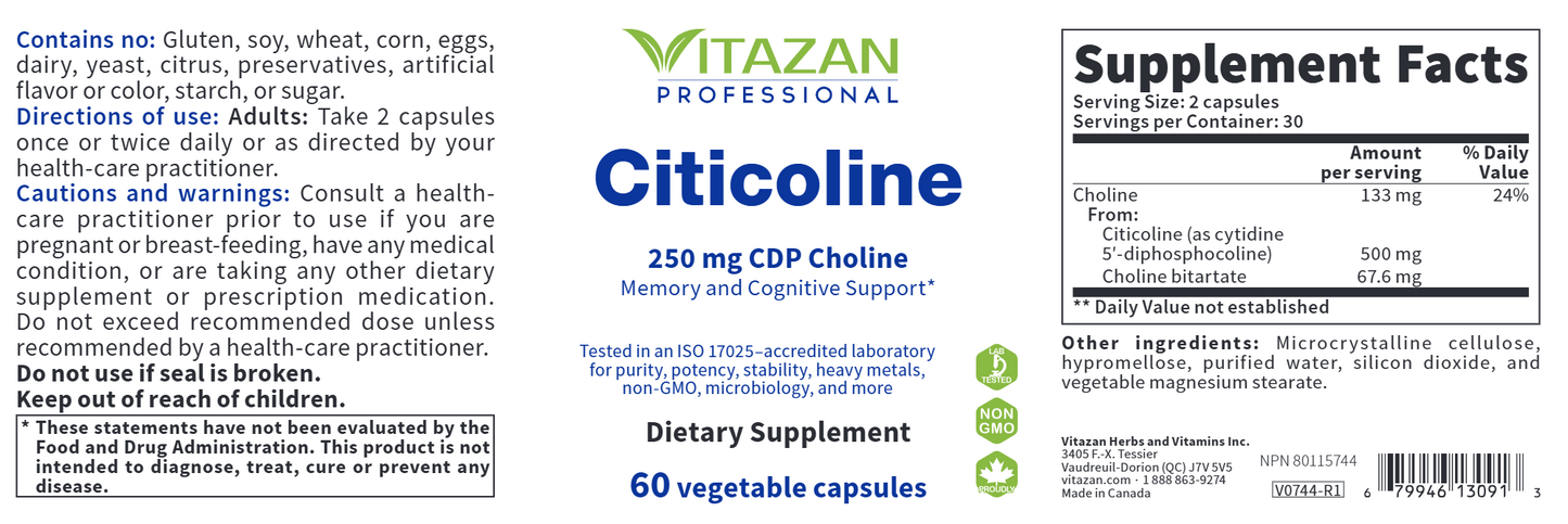 Citicoline 250 mg 60 vegcaps