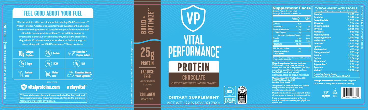 Vital Performance Protein Chocolate 27.6 oz