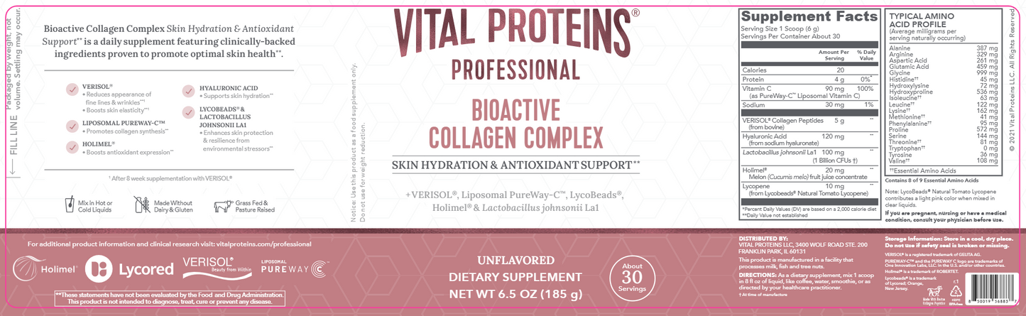 Bioactive Collagen Complex: Skin Hydration & Antioxidant Support 6.5 oz