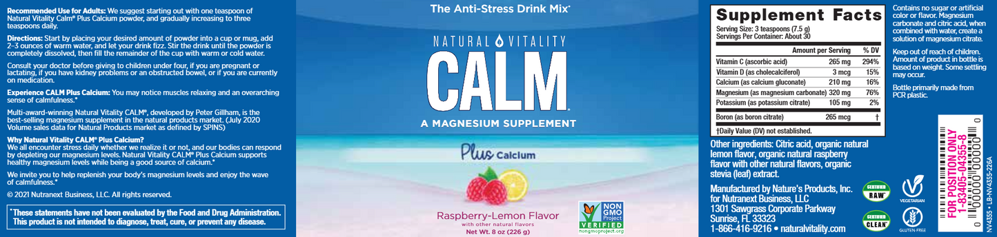 Natural Calm + Calcium Raspberry-Lemon