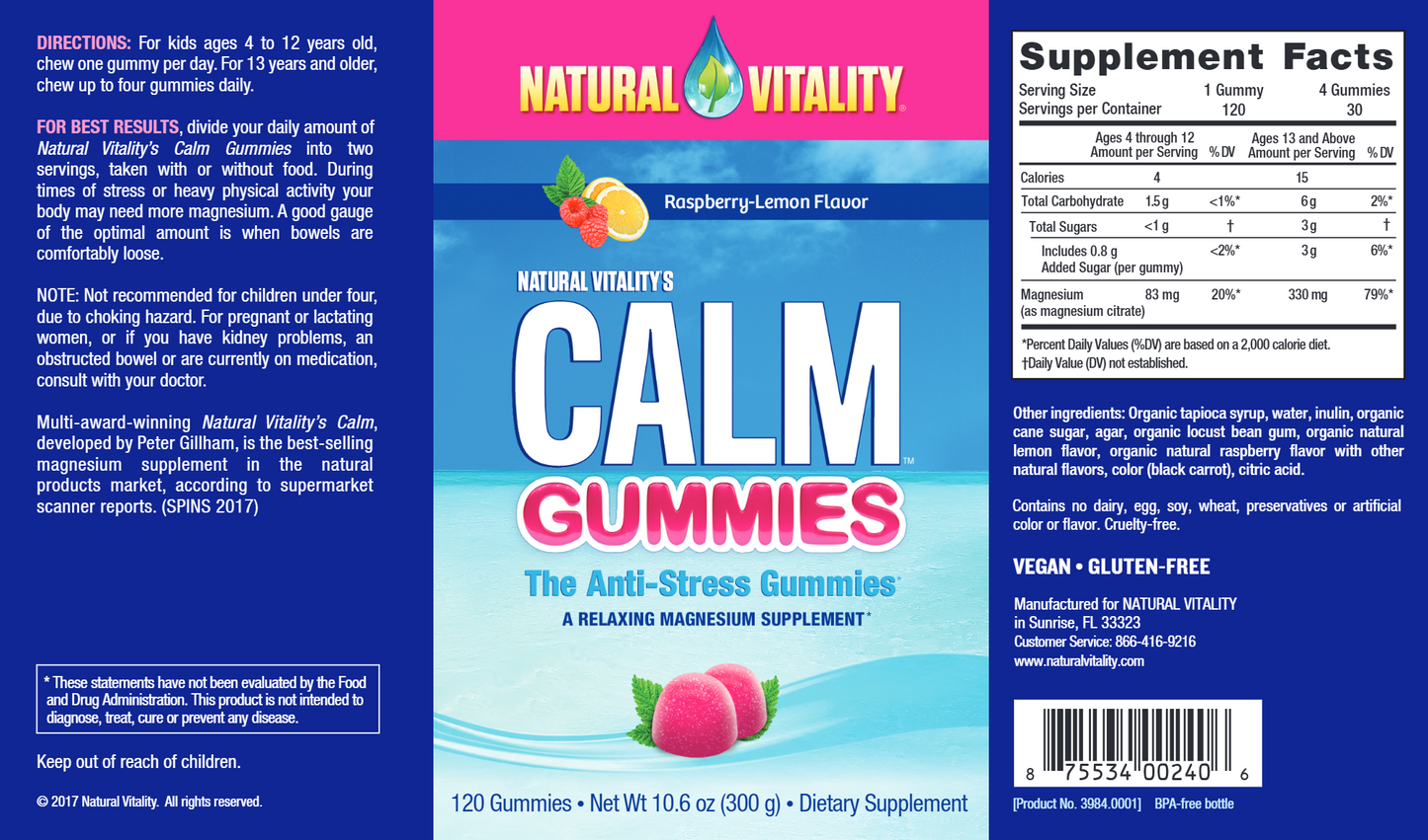 Natural Calm Gummies 120 gummies