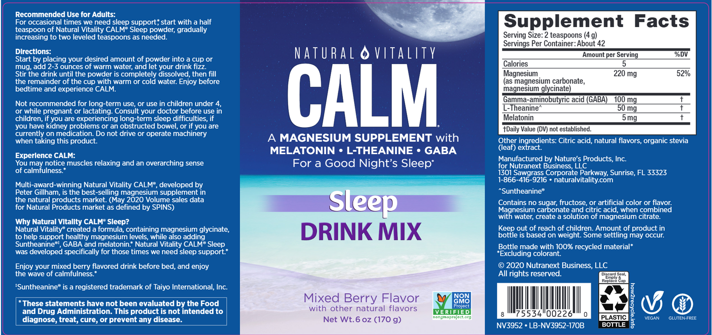 Natural Calm - Sleep Drink Berry 6 oz