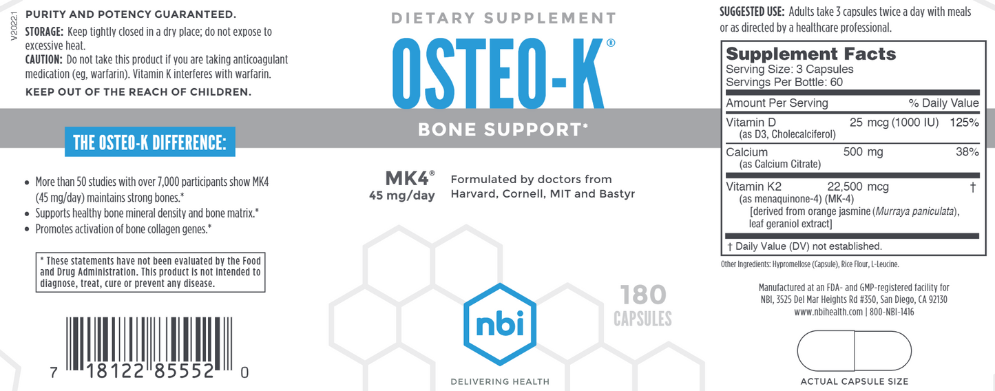 Osteo-K® 180 vegcaps