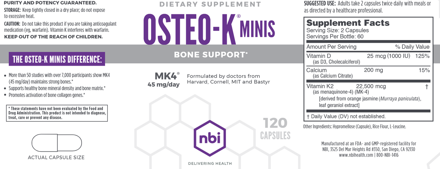 Osteo-K® Minis 120 vegcaps