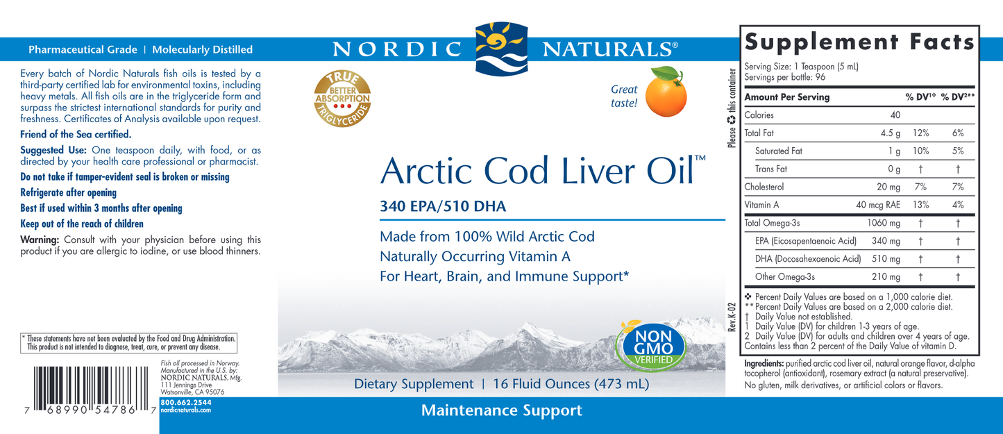 Arctic Cod Liver Oil Orange 16 oz