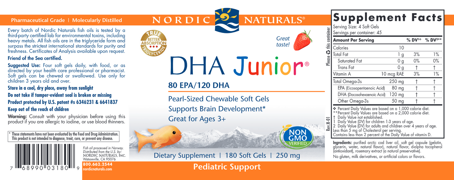 DHA Junior - Strawberry 180 gel caps