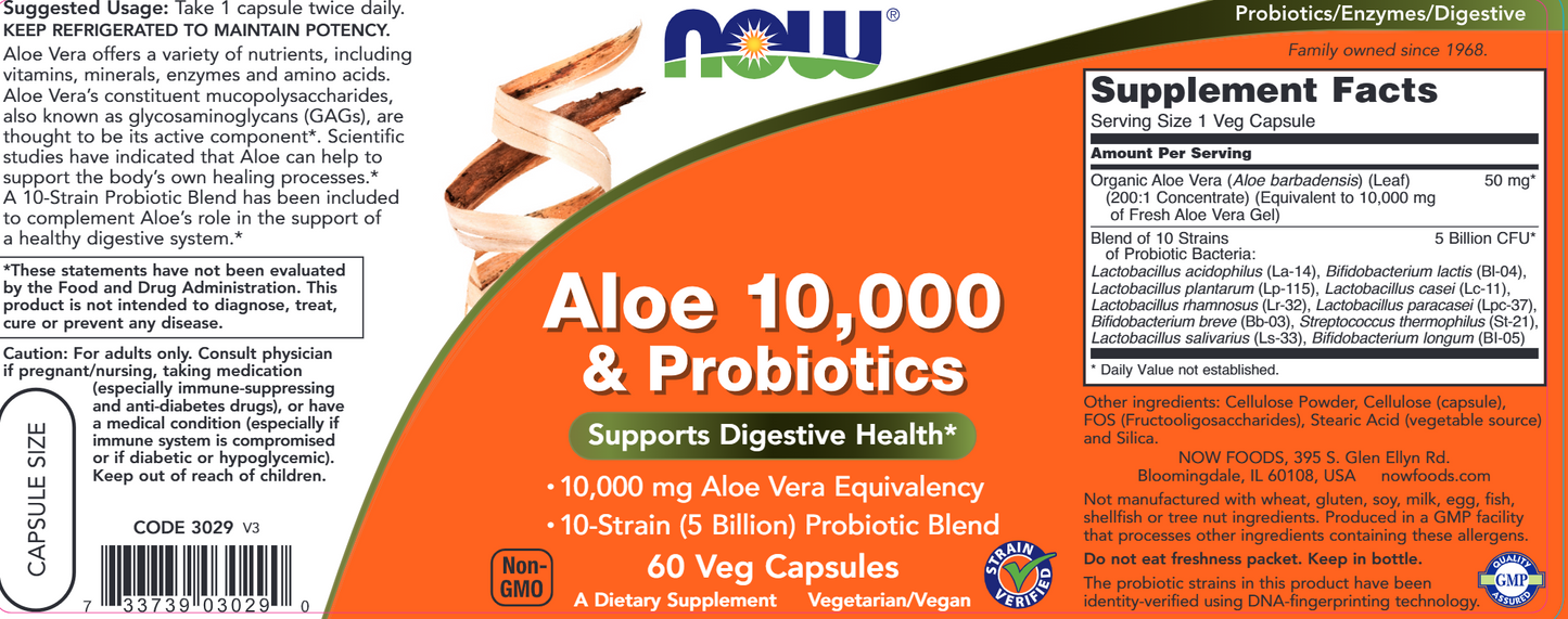 Aloe 10,000 & Probiotics 60 vegcaps