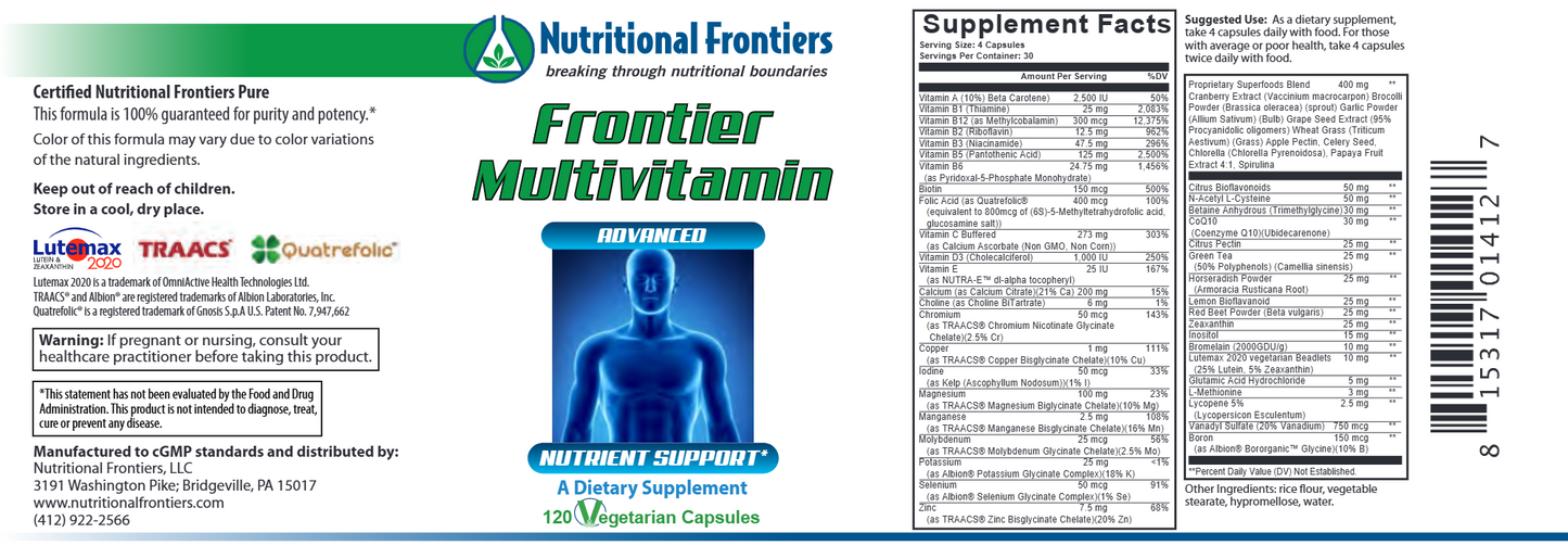 Frontier Multivitamin 120 vegcaps