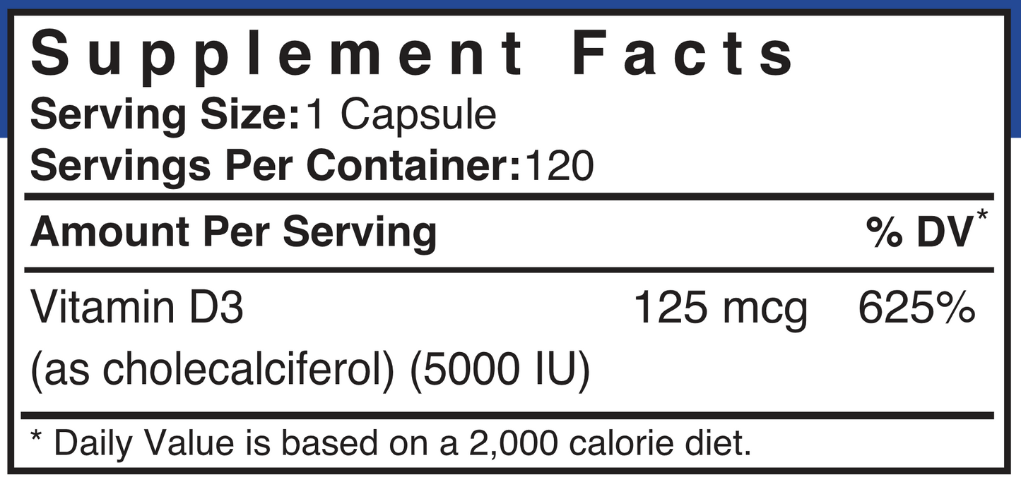 Vitamin D3 5000 120 vegcaps