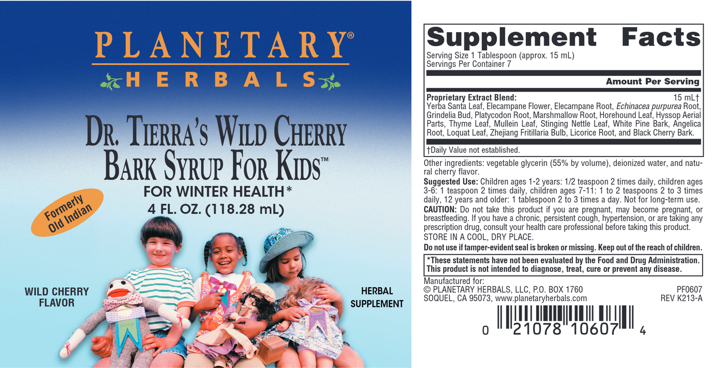 Dr. Tierra's Wild Cherry Bark Syrup For Kids 4oz