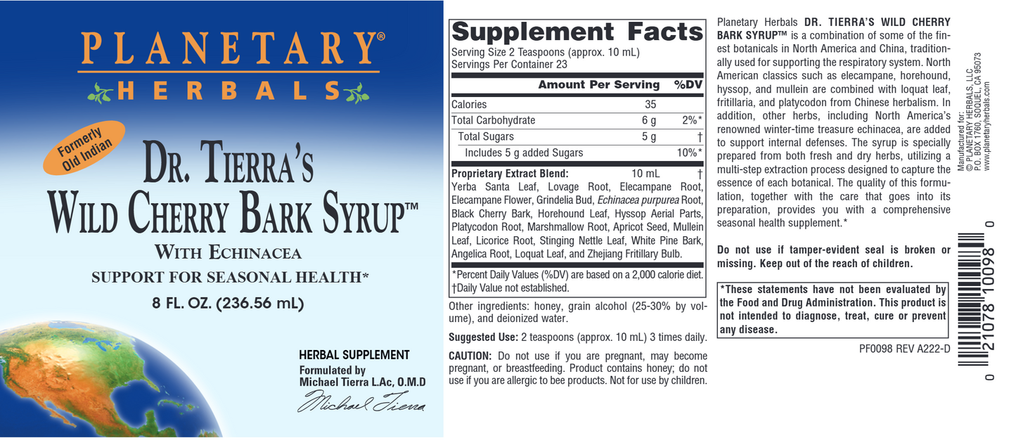 Dr. Tierra's Wild Cherry Bark Syrup 8oz