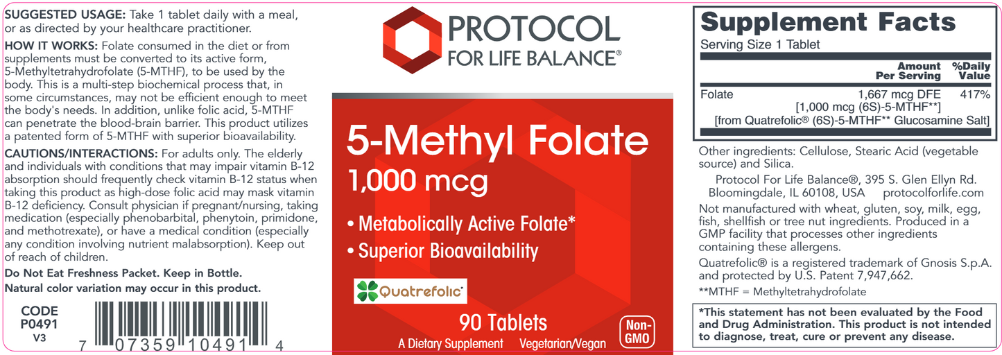 5-Methyl Folate 1000 mcg 90 tabs