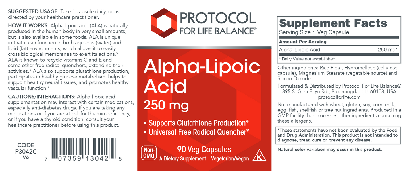 Alpha-Lipoic Acid 250 mg 90 vcaps