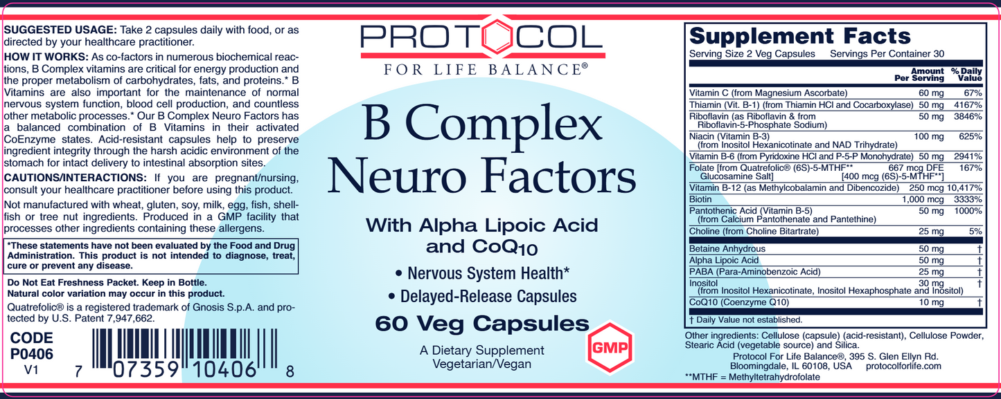 B Complex Neuro Factors 60 vegcaps