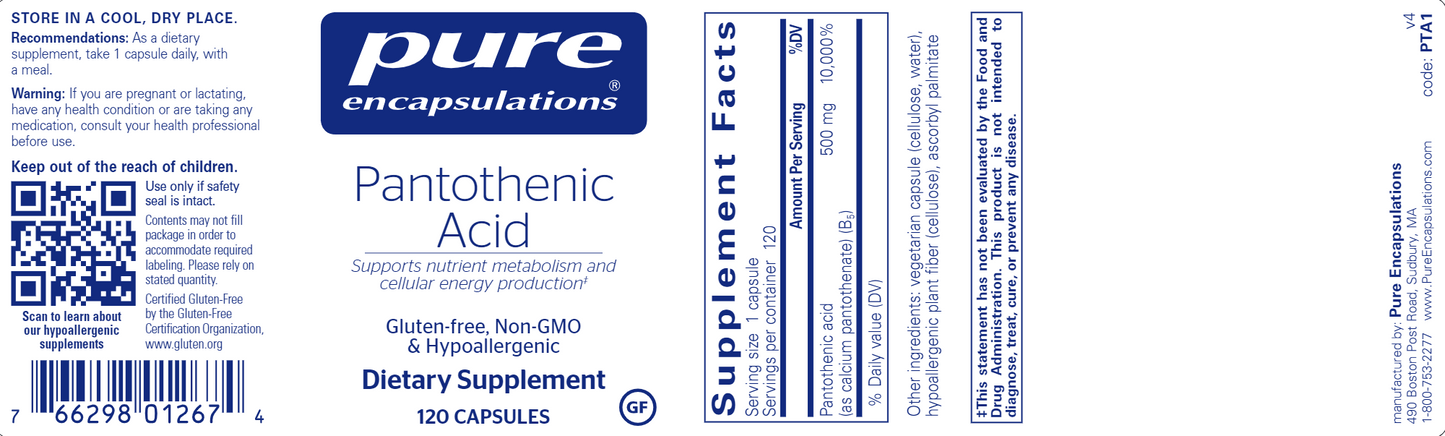 Pantothenic Acid 120 vegcaps