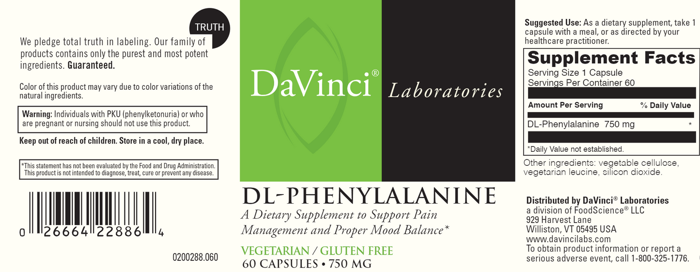 DL-Phenylalanine 750 mg 60 vegcap