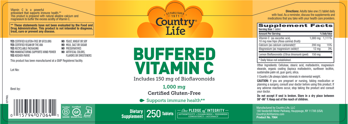 Buffered Vitamin C 1000 mg 250 tabs