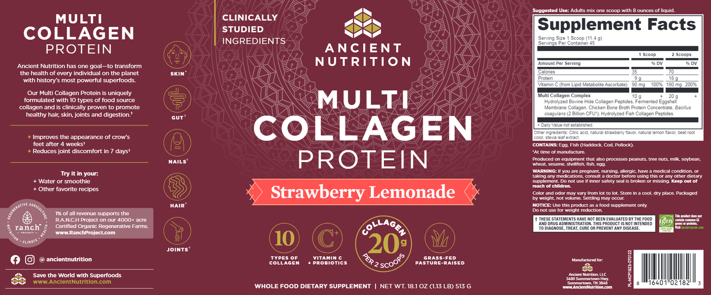 Multi Collagen Protein Straw-Lem 45 serv