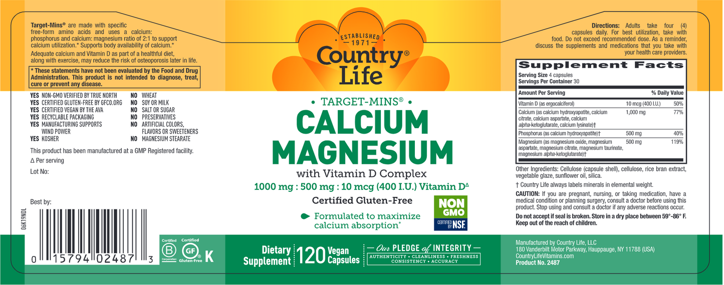 Calcium Magnesium w/ D 120 vegcaps