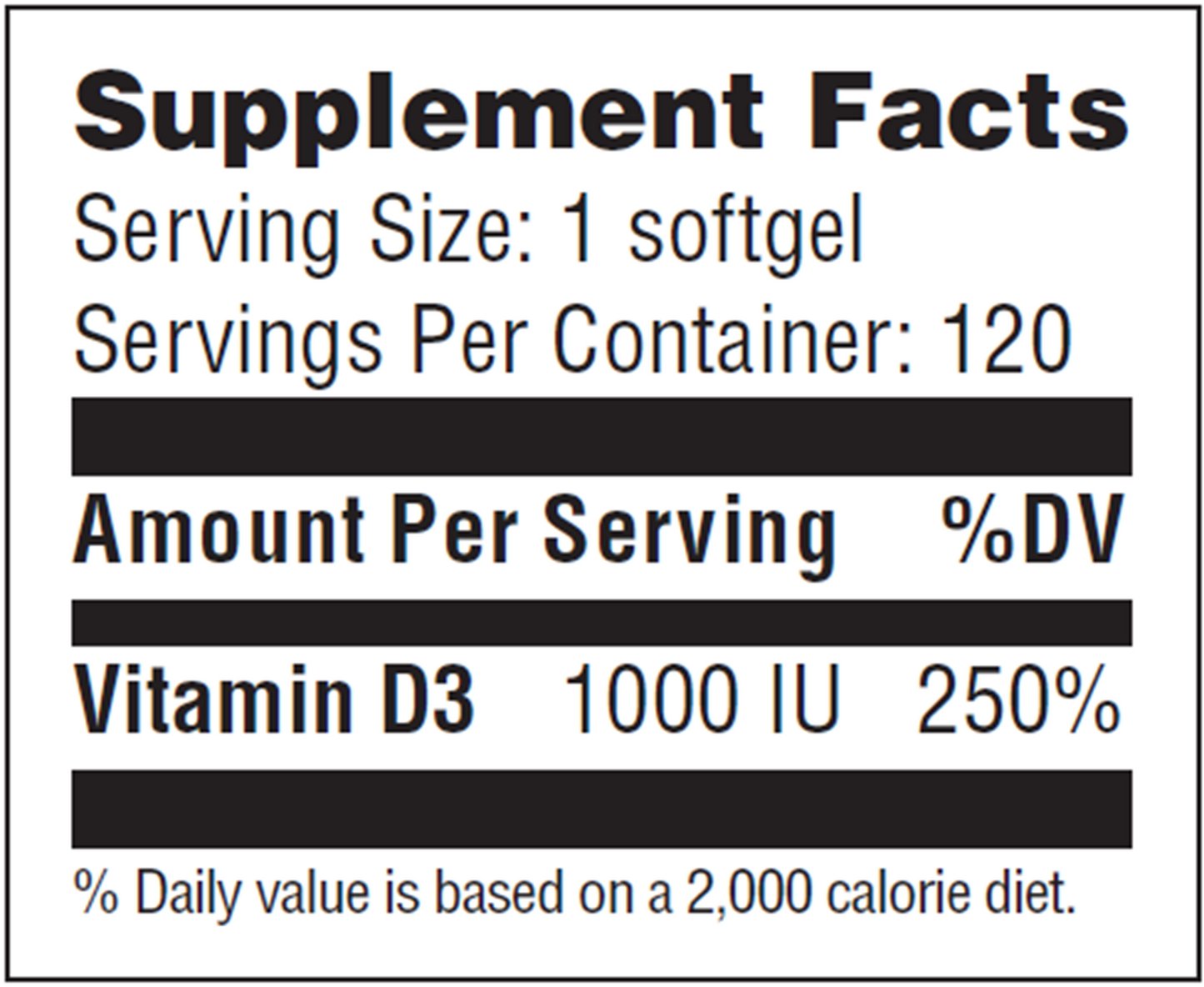 Vitamin D3 1000 IU 120 softgels