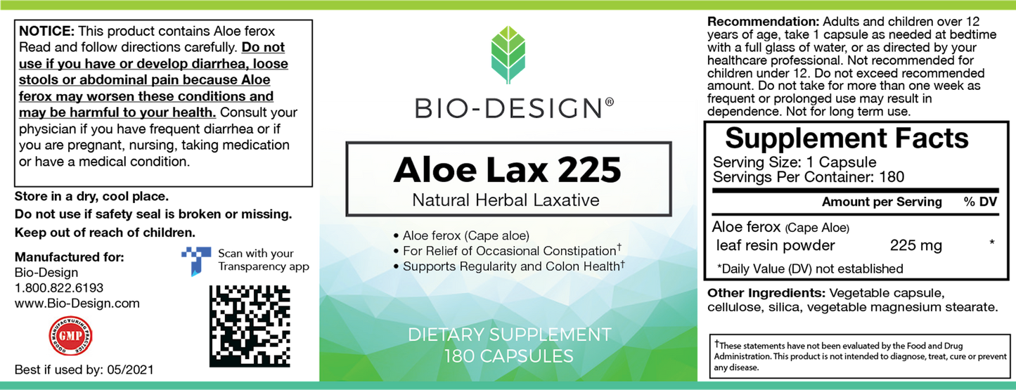 Aloe Lax 225 180 caps